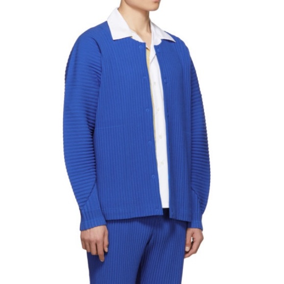 Homme Plisse Issey Miyake Blue Cotton Surface Pleated Cardigan Jacket size 4 - Picture 3 of 13